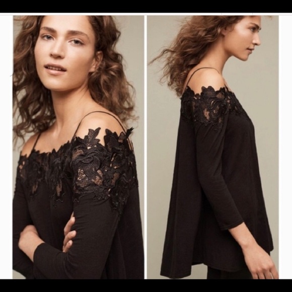 Anthropologie Meadow Rue Lace Line Blouse - Picture 2 of 6